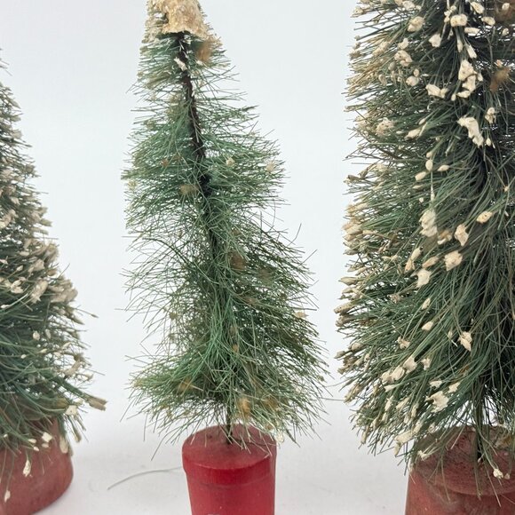 Vintage 4 Bottle Brush Christmas Trees Plasticville Bridge Craft Project Decor - Picture 5 of 7